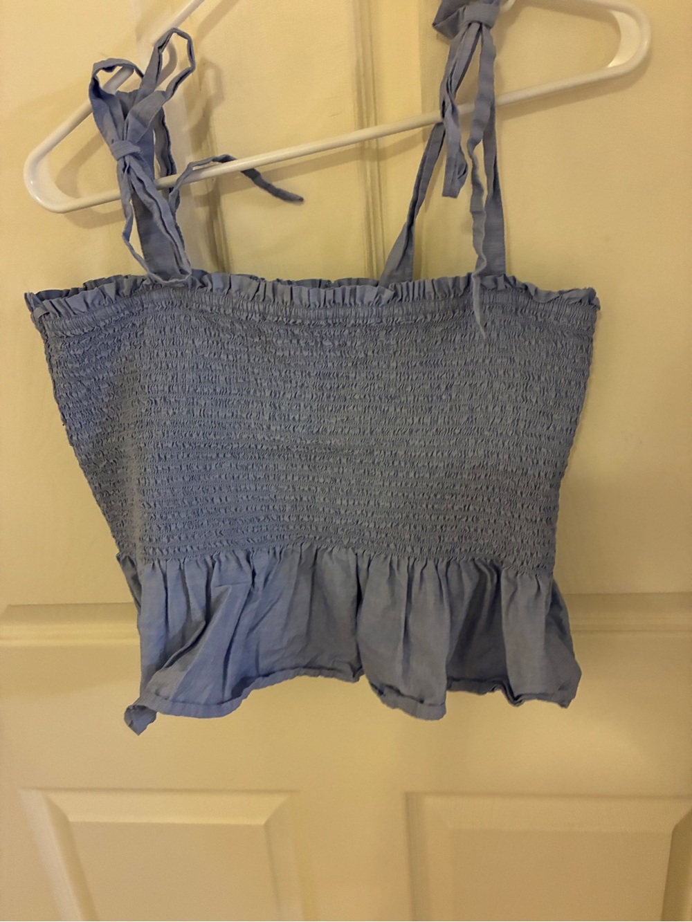 J. Crew Light Blue Smocked Ruffle Camisole